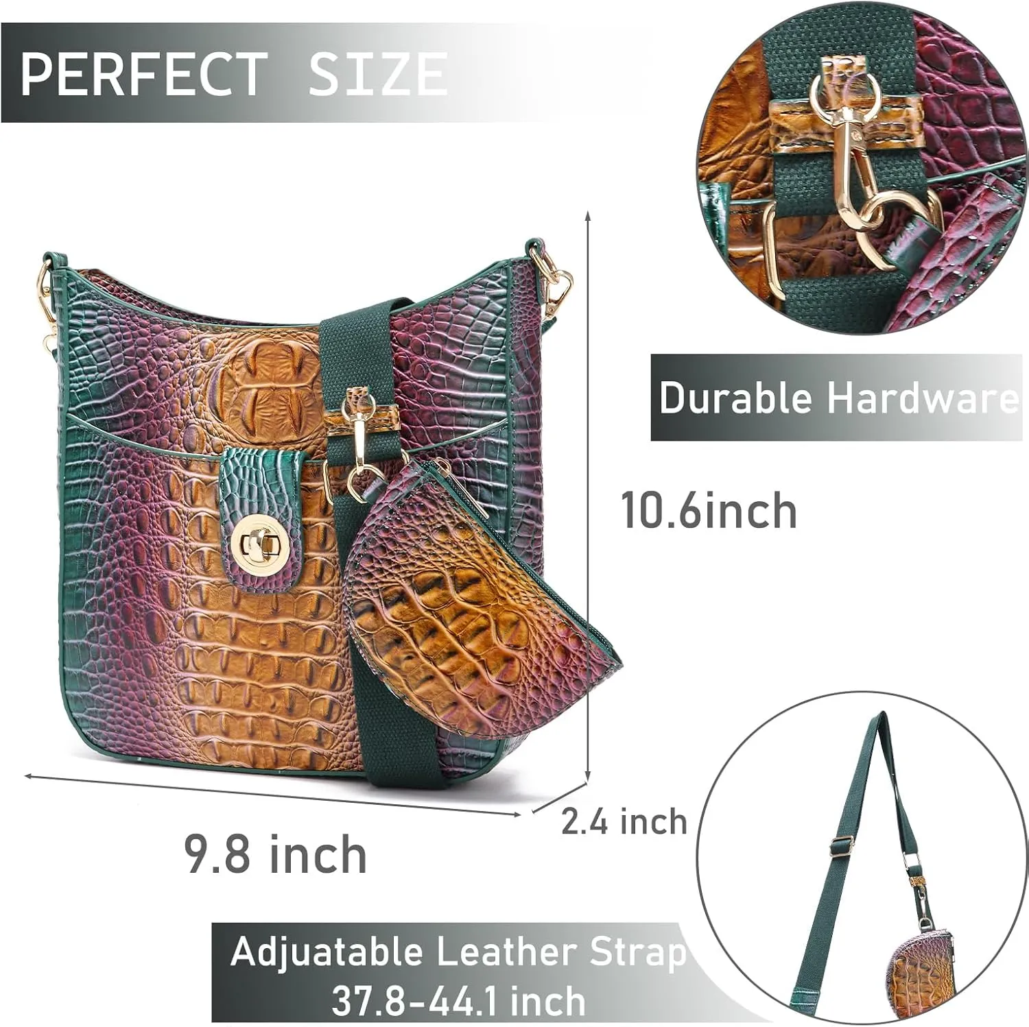 Ladies Tote Leather Bags for Women Crocodile Pattern HandBag Large Capacity Shoulder Purse