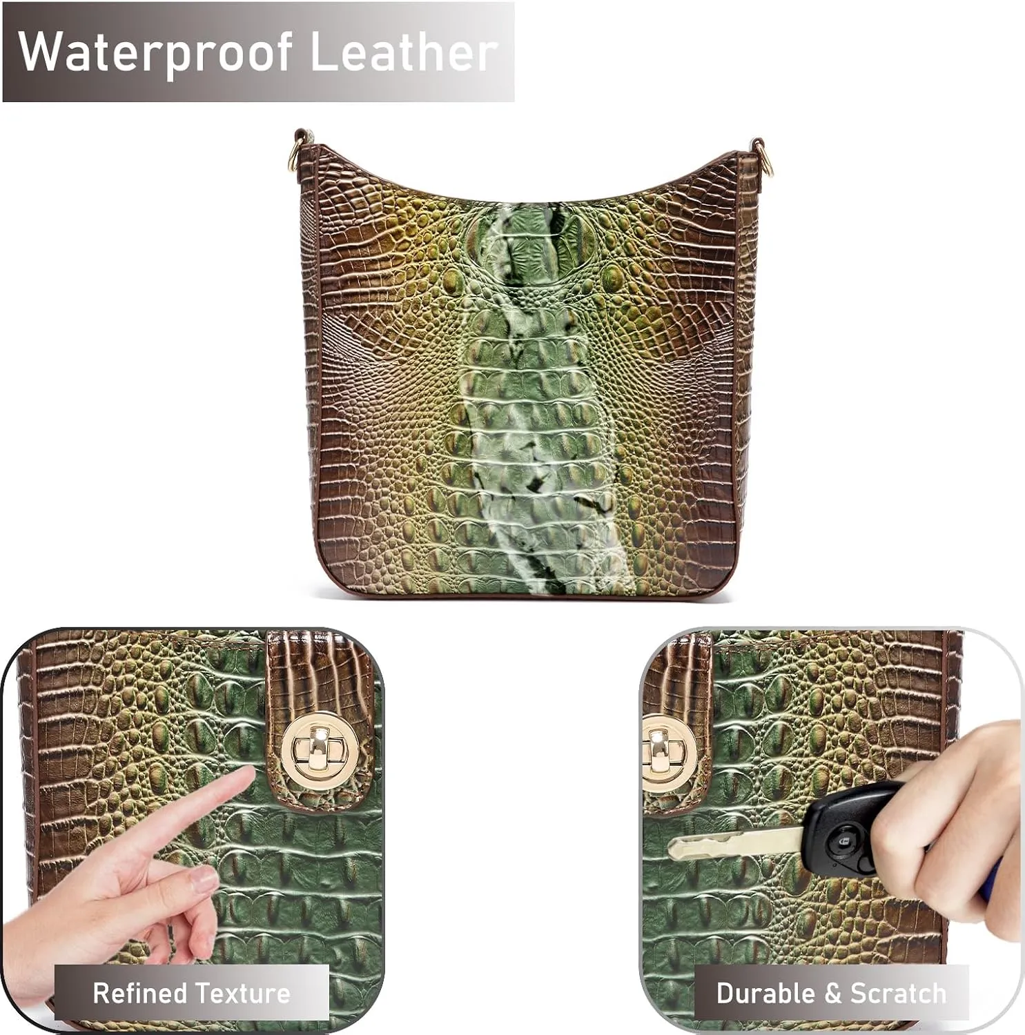 Ladies Tote Leather Bags for Women Crocodile Pattern HandBag Large Capacity Shoulder Purse