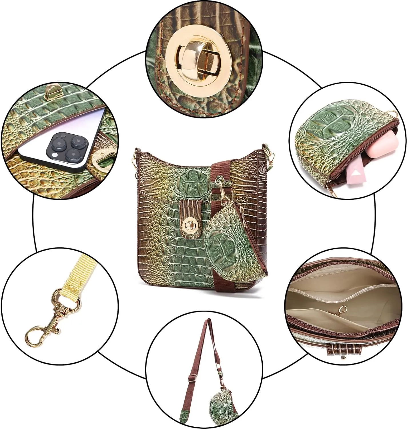 Ladies Tote Leather Bags for Women Crocodile Pattern HandBag Large Capacity Shoulder Purse