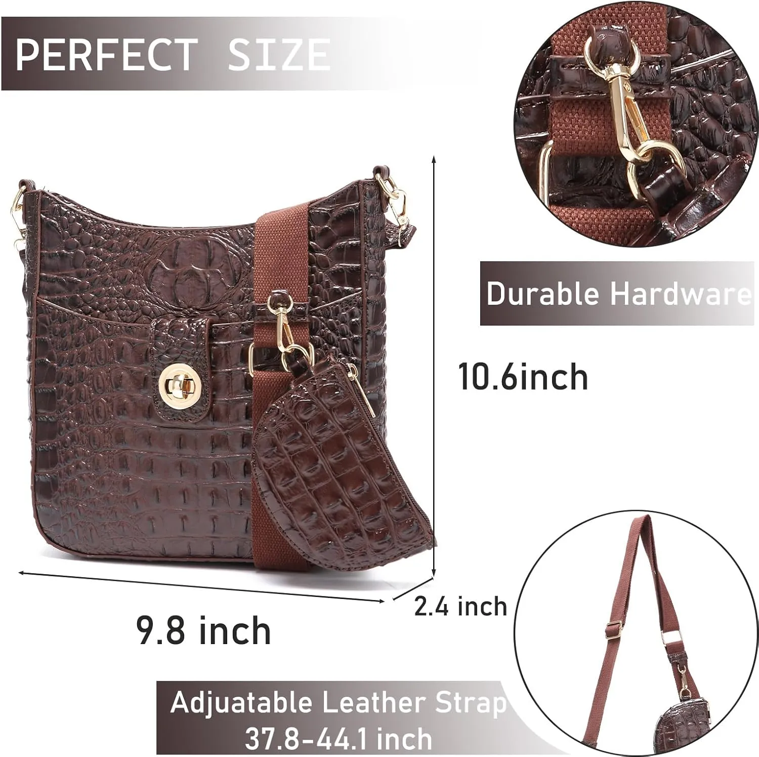 Ladies Tote Leather Bags for Women Crocodile Pattern HandBag Large Capacity Shoulder Purse