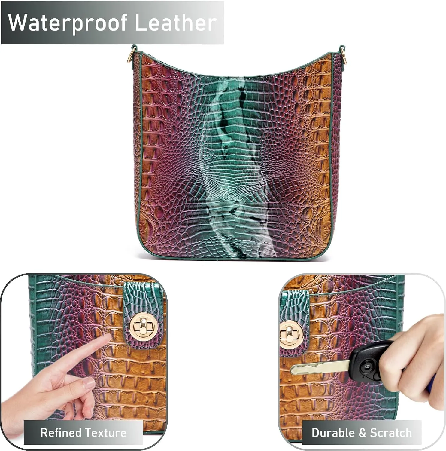 Ladies Tote Leather Bags for Women Crocodile Pattern HandBag Large Capacity Shoulder Purse