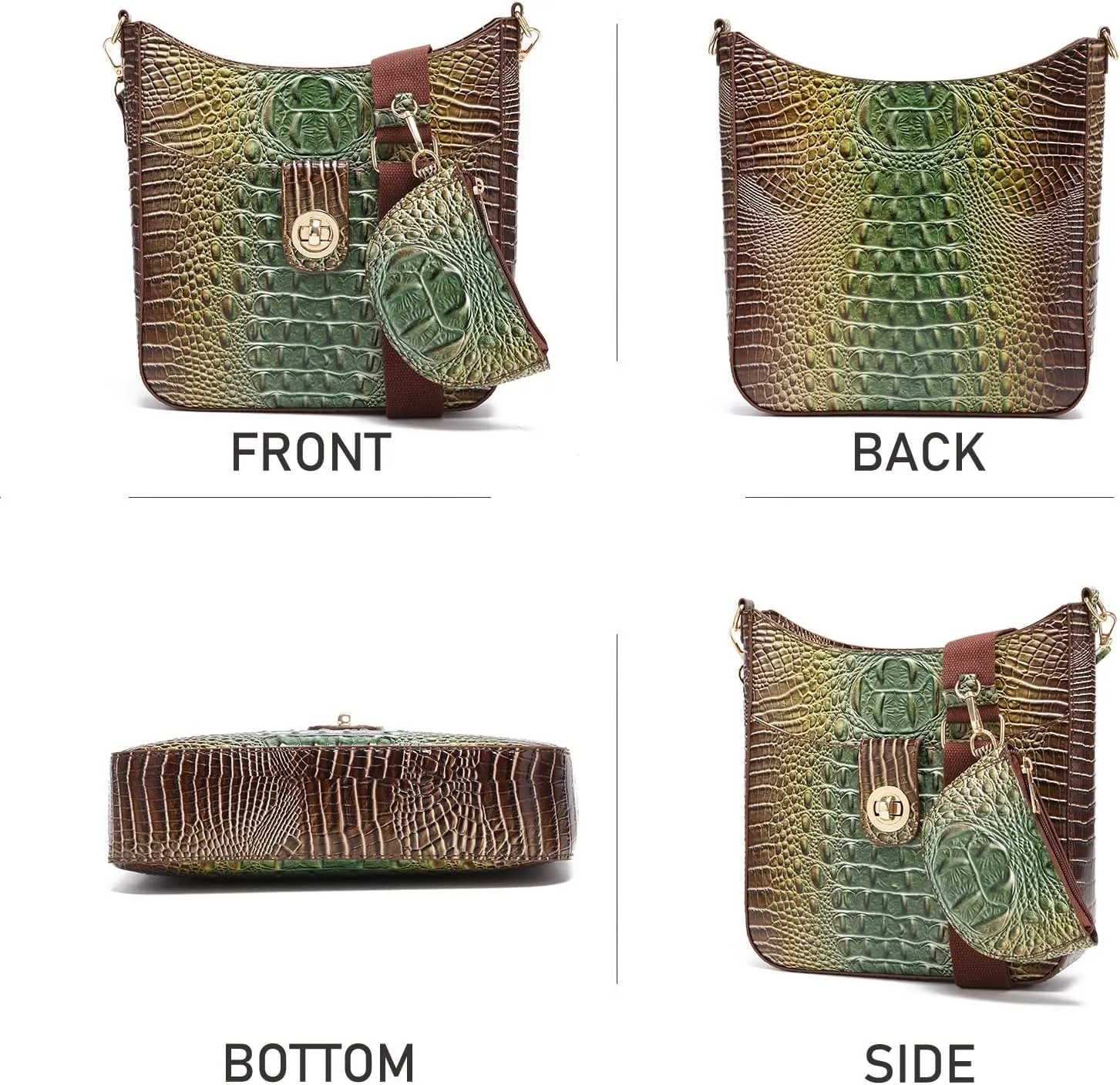 Ladies Tote Leather Bags for Women Crocodile Pattern HandBag Large Capacity Shoulder Purse