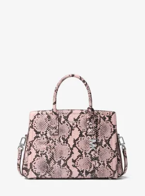 Laila Medium Snake Embossed Leather Satchel