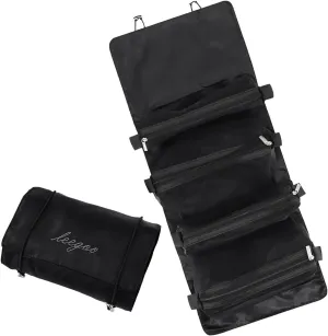 LAKSMI 4-in-1 Hanging Cosmetic Organizer - Portable Detachable Folding Mesh Travel Bag Set with Multiple Compartments, Ideal for Makeup and Toiletries,Black