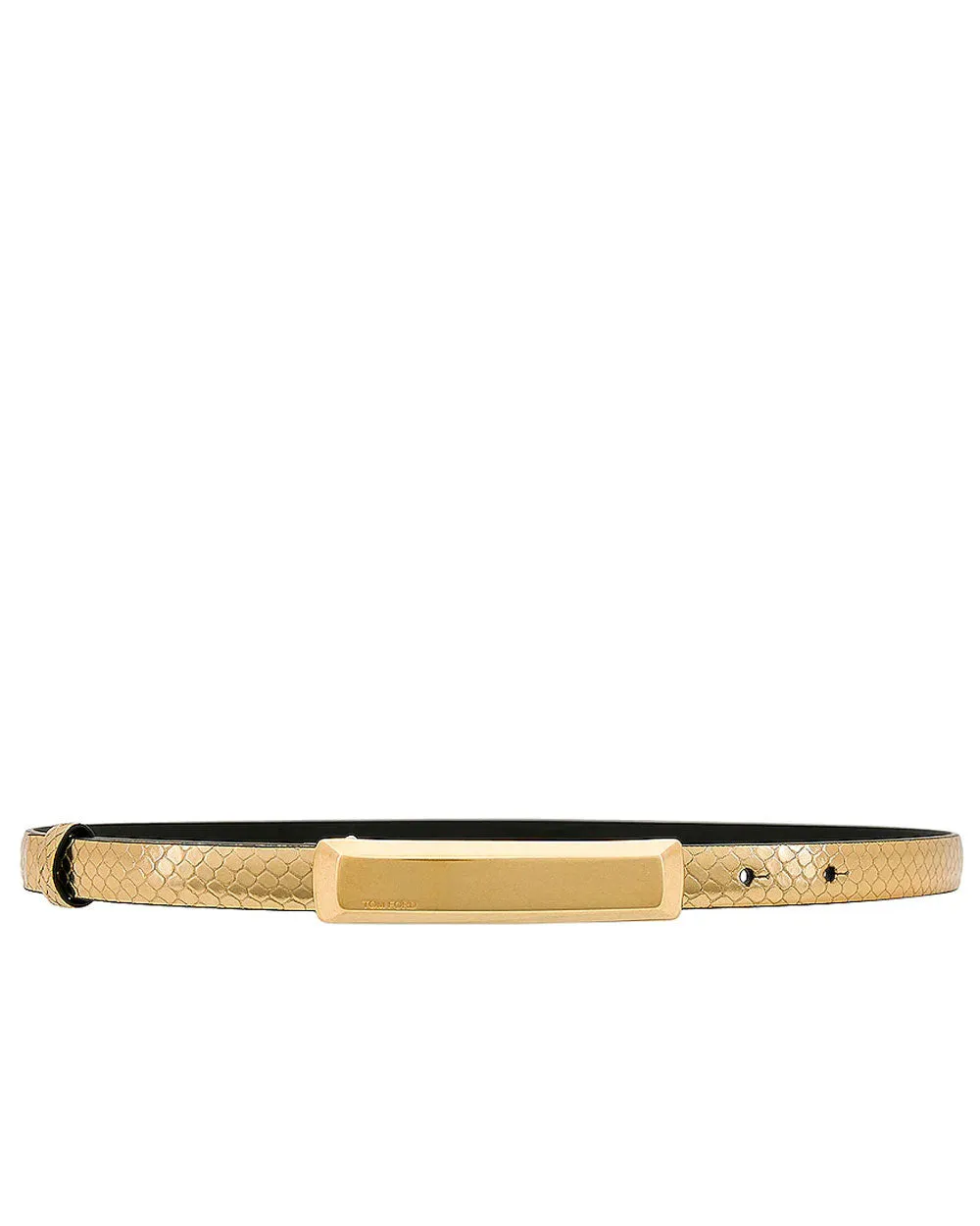 Laminated Stamped Python 15mm Belt in Dark Gold
