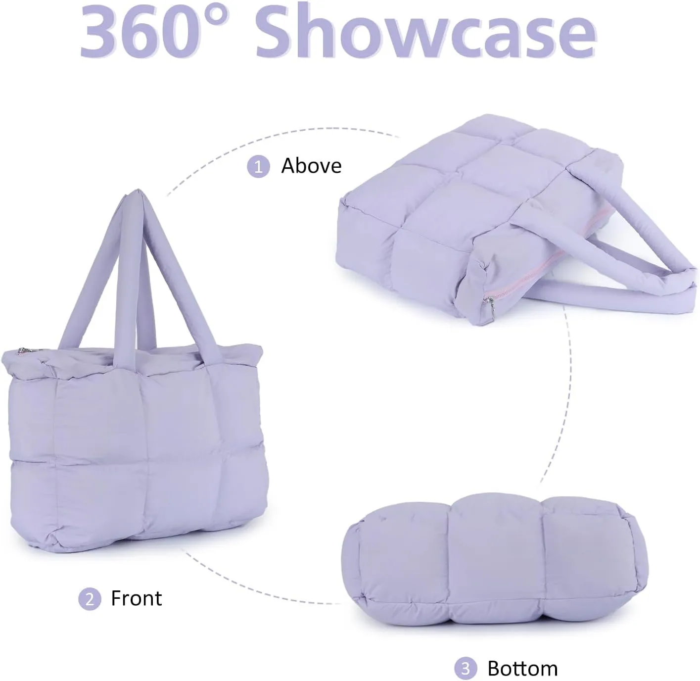 Lanpet Puffer Tote Bag for Women,Large Quilted puffy Padded Handbags Lightweight Shoulder Bags for Travel Gym Shopping Work