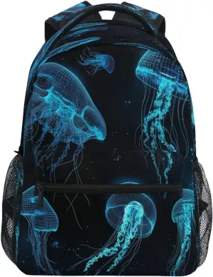 Laptop Backpack for Men and Women Fashion Carry On Backpacks with Chest Strap for Business Work College Travel Trip Jelly Fish