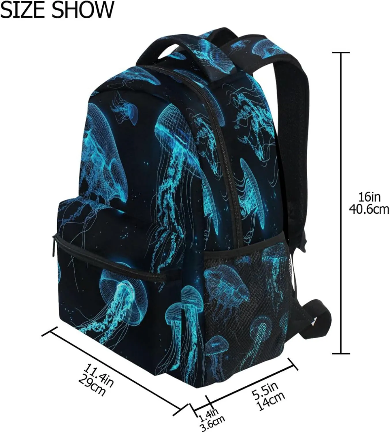 Laptop Backpack for Men and Women Fashion Carry On Backpacks with Chest Strap for Business Work College Travel Trip Jelly Fish