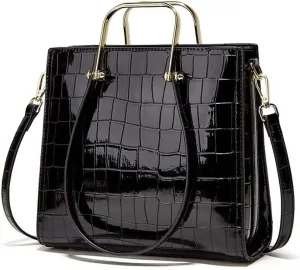 Large Capacity Tote Designer Leather Crossbody Crocodile Pattern Retro Shoulder Purse Women’s Handbag