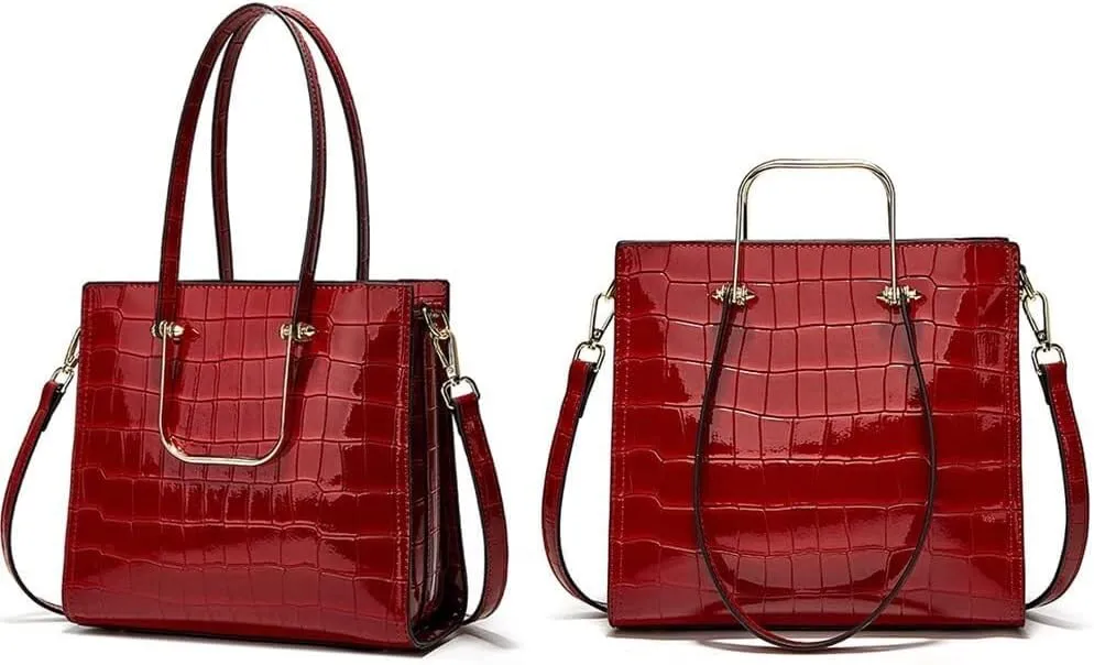 Large Capacity Tote Designer Leather Crossbody Crocodile Pattern Retro Shoulder Purse Women’s Handbag