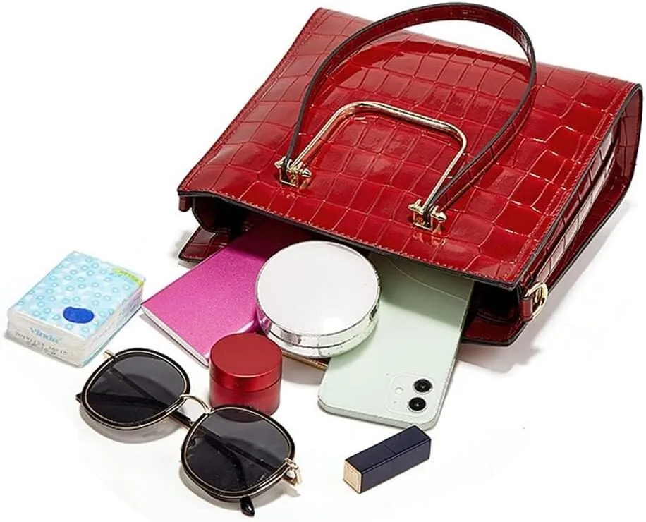 Large Capacity Tote Designer Leather Crossbody Crocodile Pattern Retro Shoulder Purse Women’s Handbag