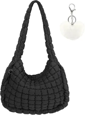 Large Quilted Tote Bag Crossbody Puffer Tote Bags for Women Quilted Hobo Bags Carryall Shoulder Bubble Bag