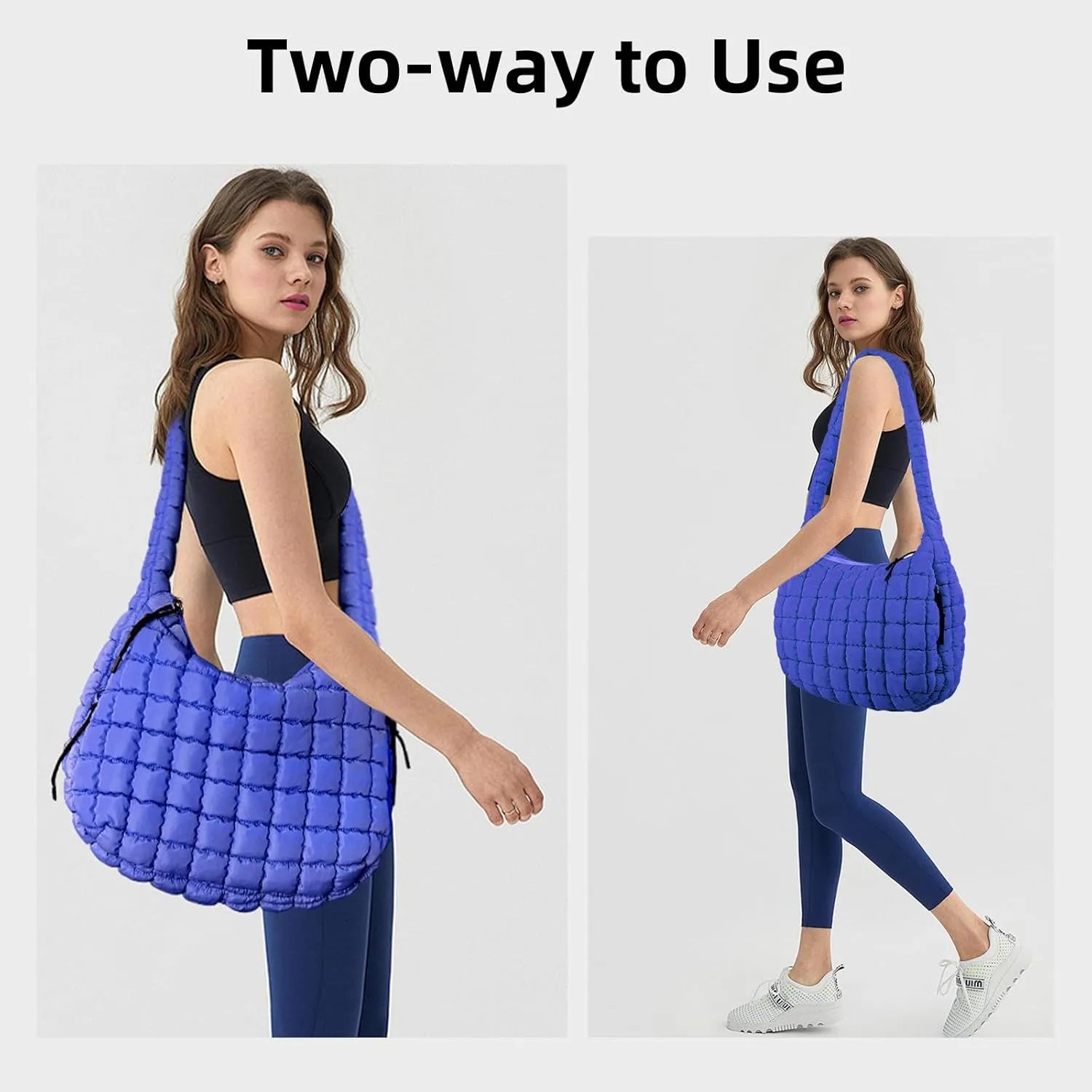 Large Quilted Tote Bag Crossbody Puffer Tote Bags for Women Quilted Hobo Bags Carryall Shoulder Bubble Bag