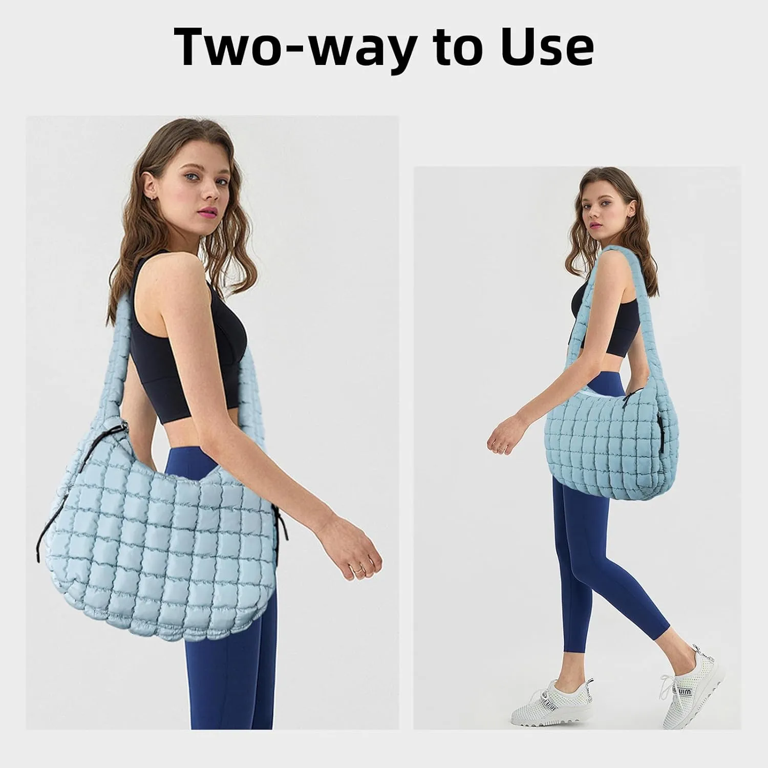 Large Quilted Tote Bag Crossbody Puffer Tote Bags for Women Quilted Hobo Bags Carryall Shoulder Bubble Bag