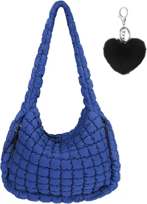 Large Quilted Tote Bag Crossbody Puffer Tote Bags for Women Quilted Hobo Bags Carryall Shoulder Bubble Bag