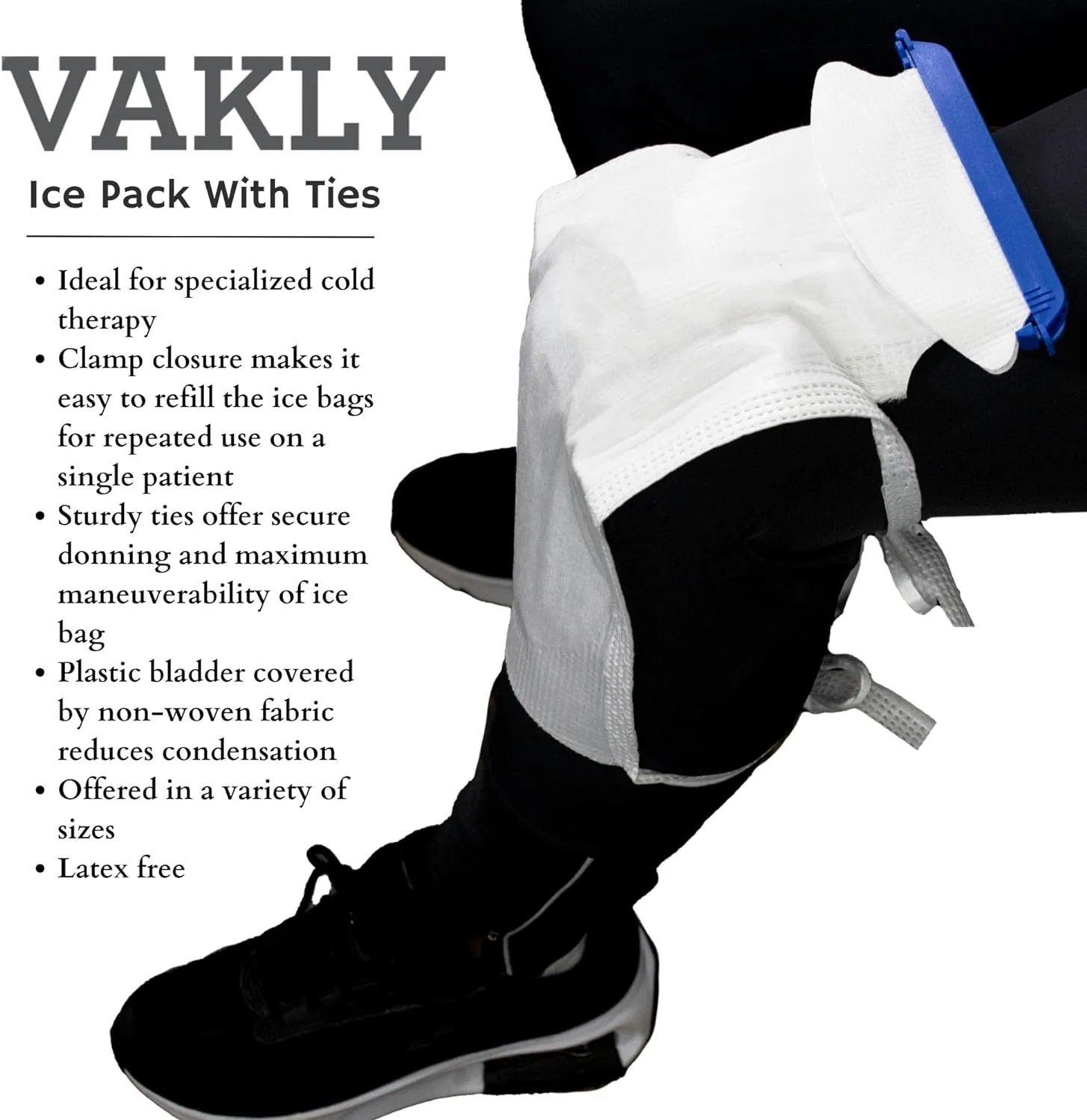 Large Refillable Ice Bags with Clamp Closure [Pack of 5] 6-1/2 x 14 – Reusable Easy Filling Hospital Icepack with Soft Outer Covering and Leak Resistant Inner Layer(5)