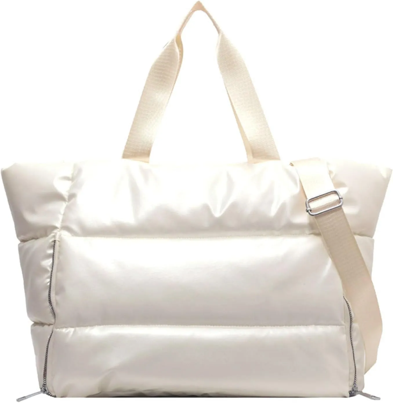 Large Tote Bag for Women, Lightweight Travel Tote Handbags, Puffer Tote Bag with Zipper, Yoga Bags Quilted Work Bag