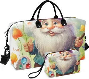 Large Travel Duffel Bag Sports Tote Gym Bag Overnight Weekender Bags Gnome Dwarf Cute Carry On Luggage with Toiletry Bags