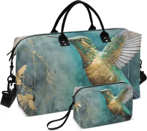 Large Travel Duffel Bag Sports Tote Gym Bag Overnight Weekender Bags Hummingbird Carry On Luggage with Toiletry Bags