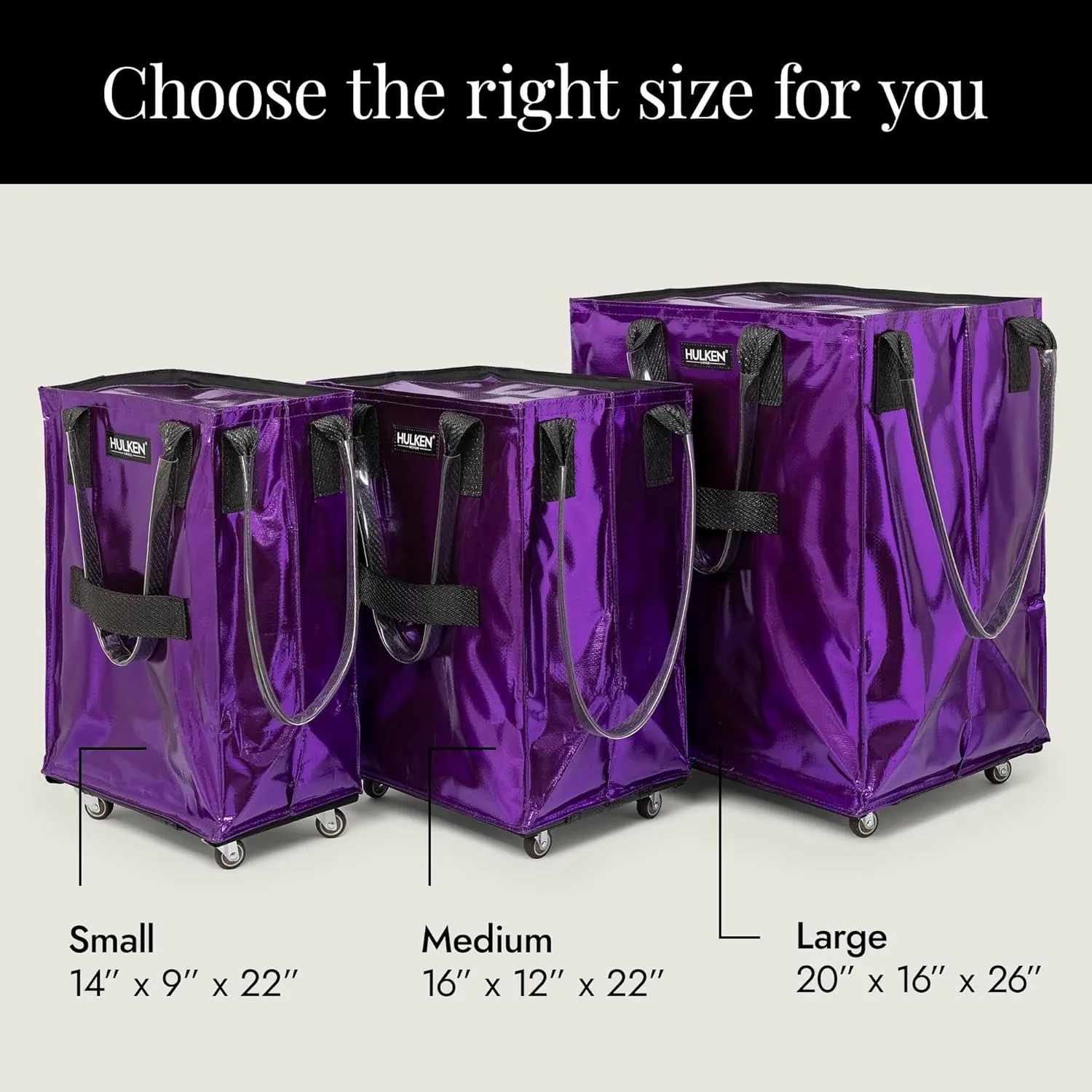(Large, Ultraviolet Reusable Grocery Bag On Wheels, Shopping Trolley, Rolling Tote, Zipper Closure, Lightweight, Carries Up to 66 lb, Folds Flat, Unbreakable Handles