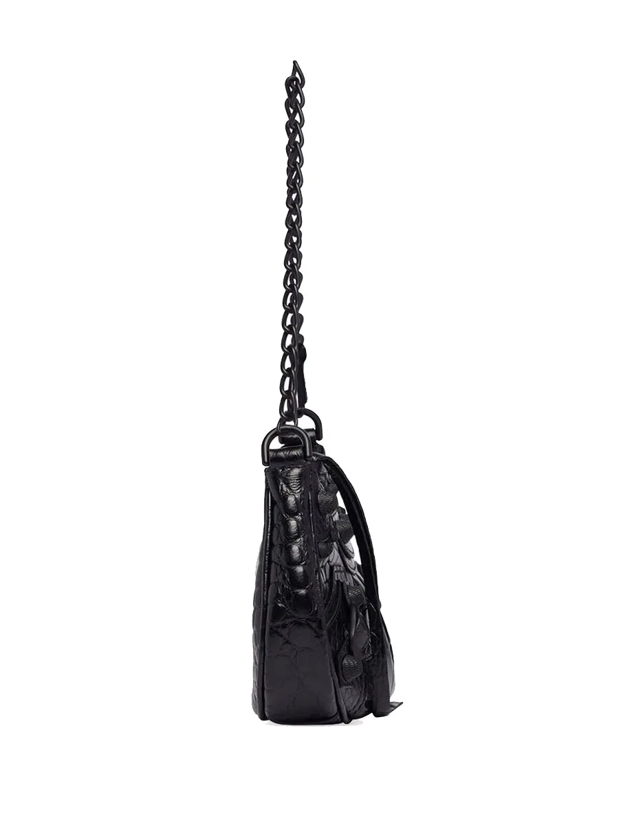 Le Cagole Mini Purse with Chain Crocodile Embossed