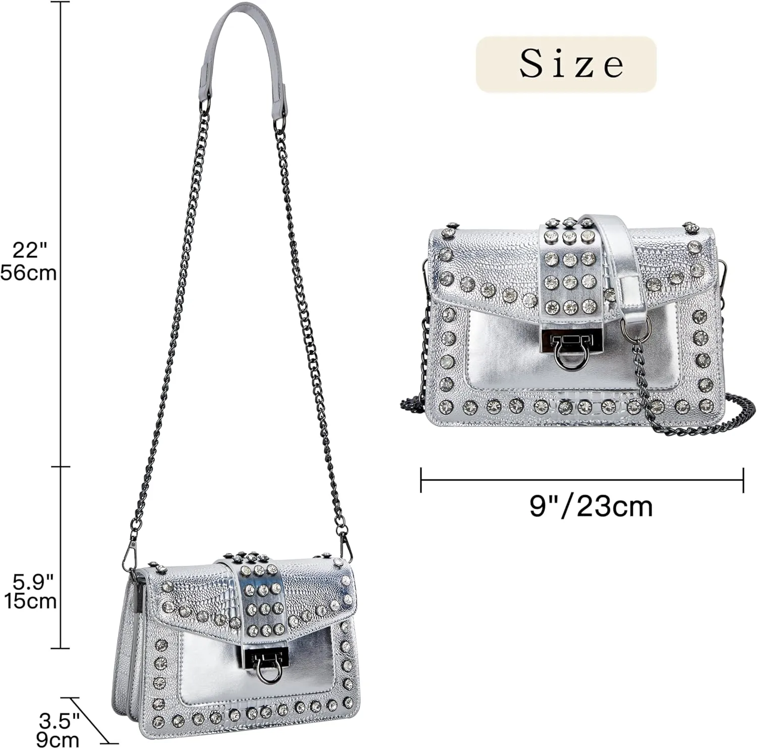 Leather Shoulder Bag Chain Purse for Women - Fashion Crossbody Bags Vintage Snake Print Underarm Bag Square Satchel Handbag
