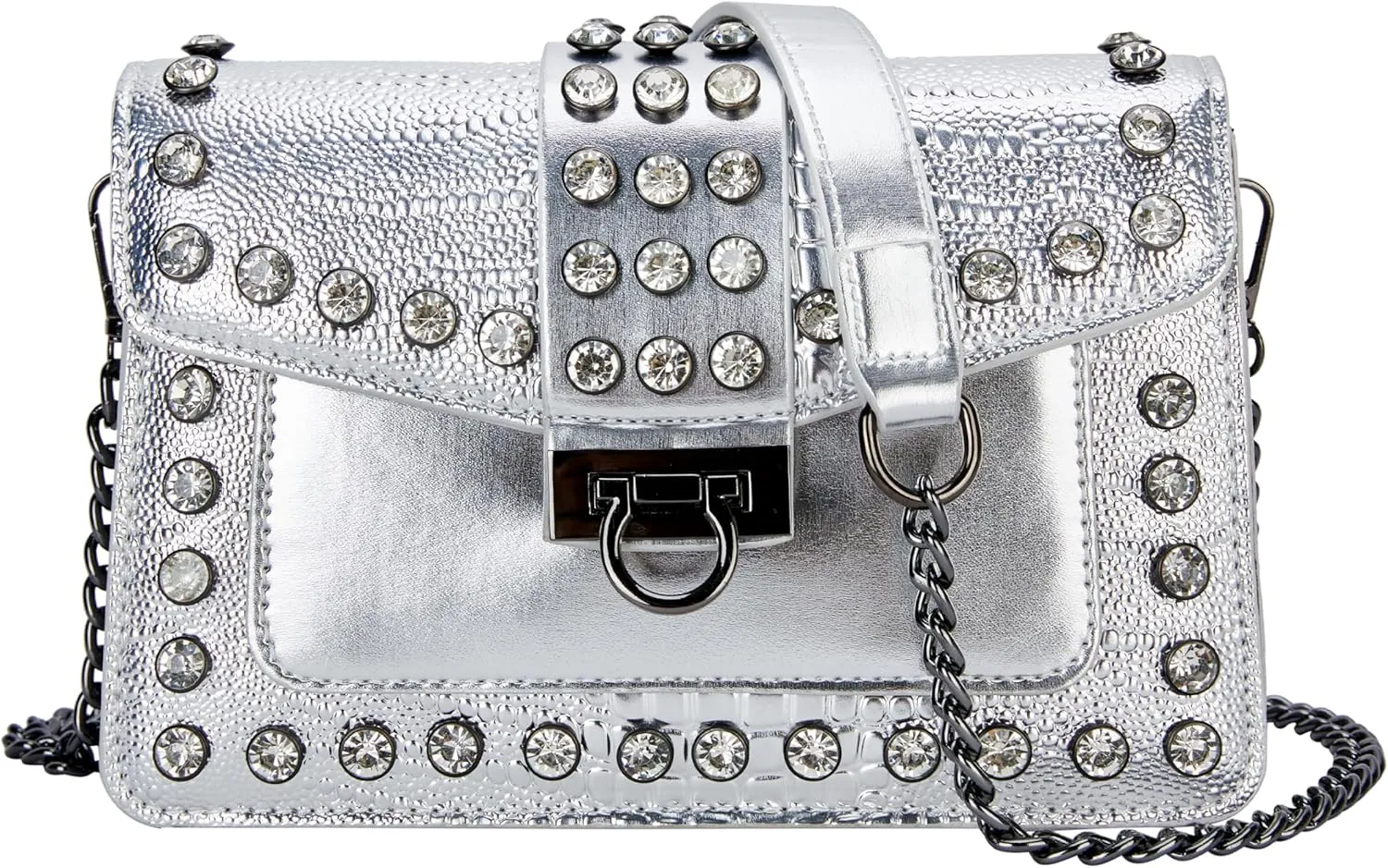 Leather Shoulder Bag Chain Purse for Women - Fashion Crossbody Bags Vintage Snake Print Underarm Bag Square Satchel Handbag