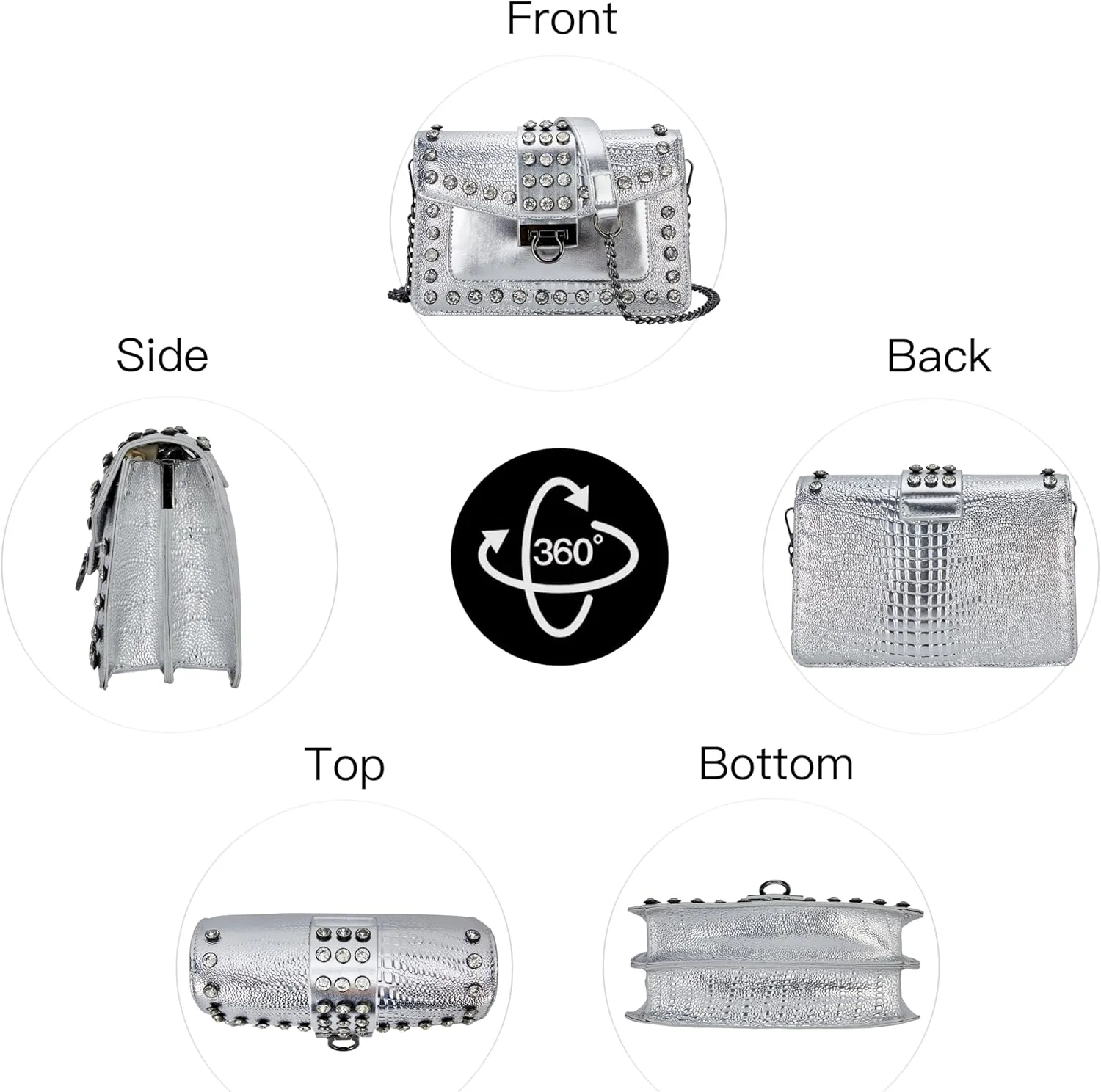 Leather Shoulder Bag Chain Purse for Women - Fashion Crossbody Bags Vintage Snake Print Underarm Bag Square Satchel Handbag