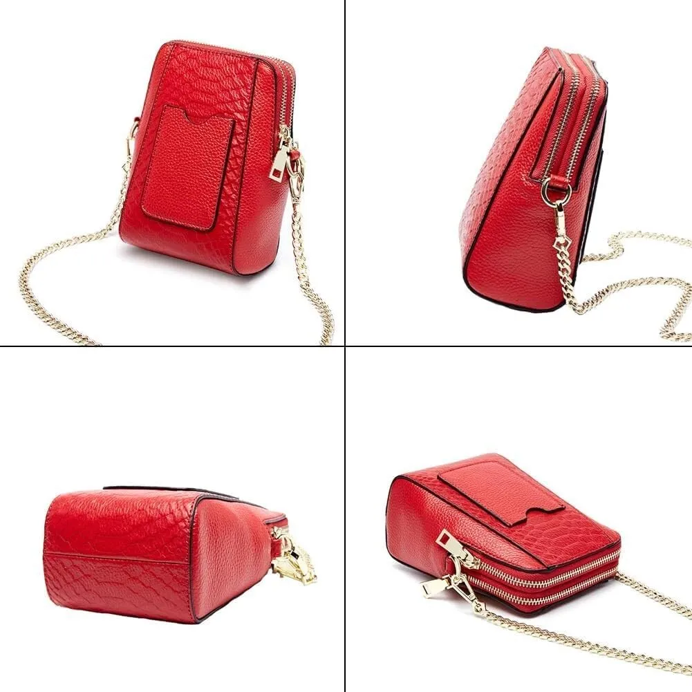 Leather Shoulder Purse Crocodile Pattern Tote Handbag Satchel Crossbody for Women Small Cell Phone Wallet