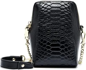 Leather Shoulder Purse Crocodile Pattern Tote Handbag Satchel Crossbody for Women Small Cell Phone Wallet