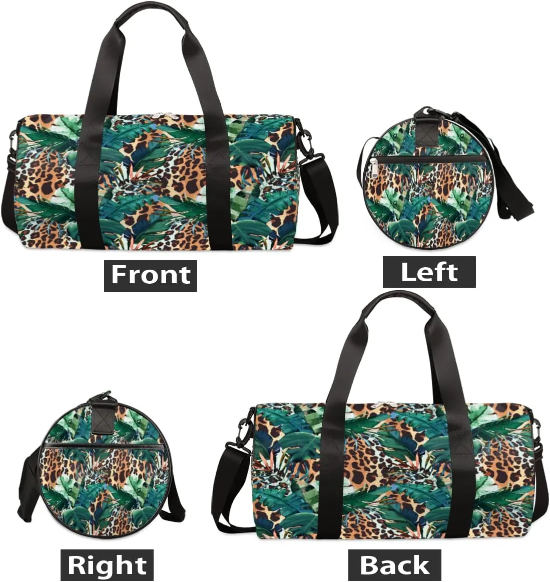 Leopard Leaf Pattern Gym Bag Small Gym Duffel Bags for Men Women Overnight Weekender Bag Lightweight Sport Duffle Bag Carry On Gymbag