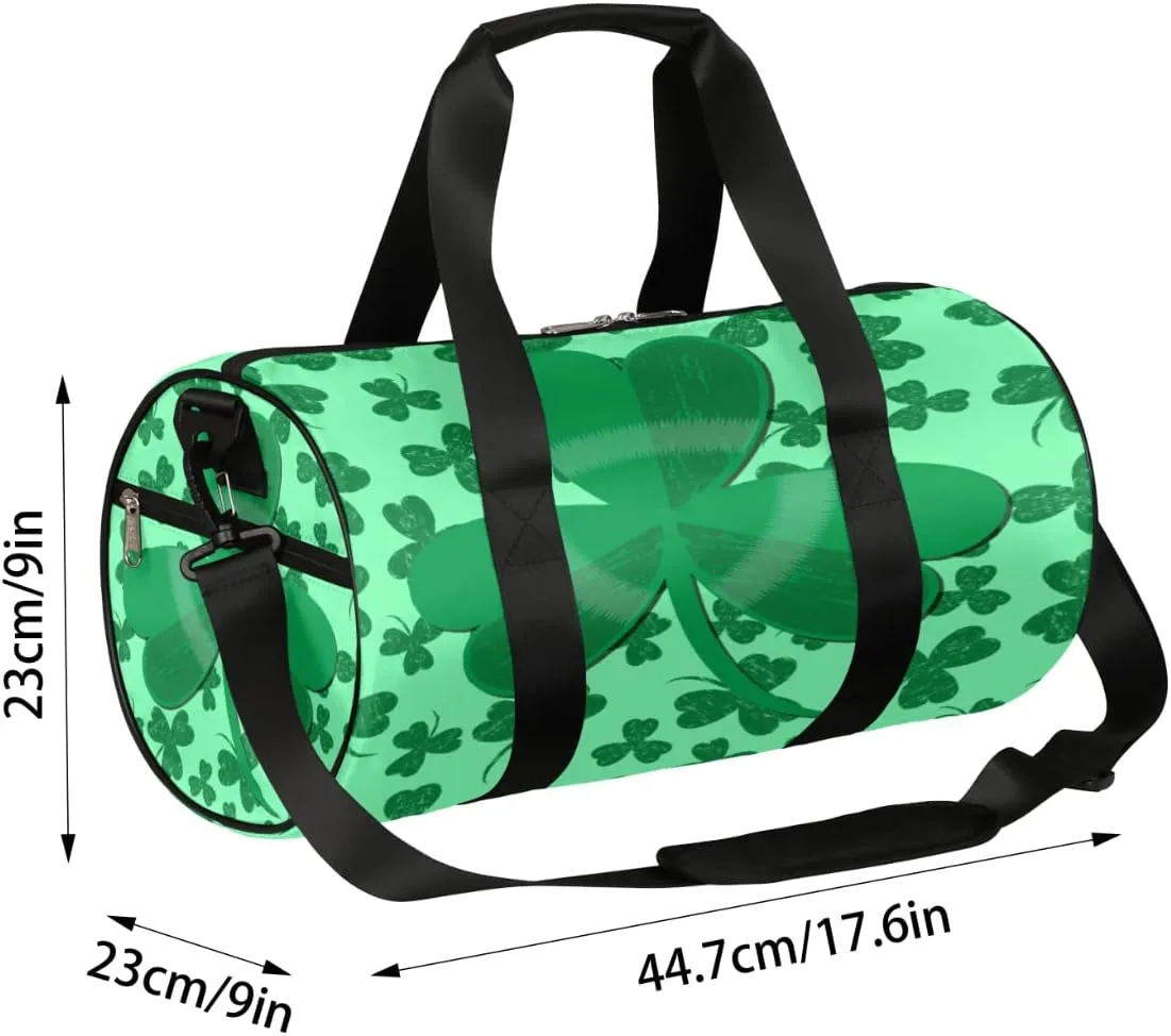 Light Green Shamrock Clover Gym Bag Small Gym Duffel Bags for Men Women Overnight Weekender Bag Lightweight Sport Duffle Bag Carry On Gymbag