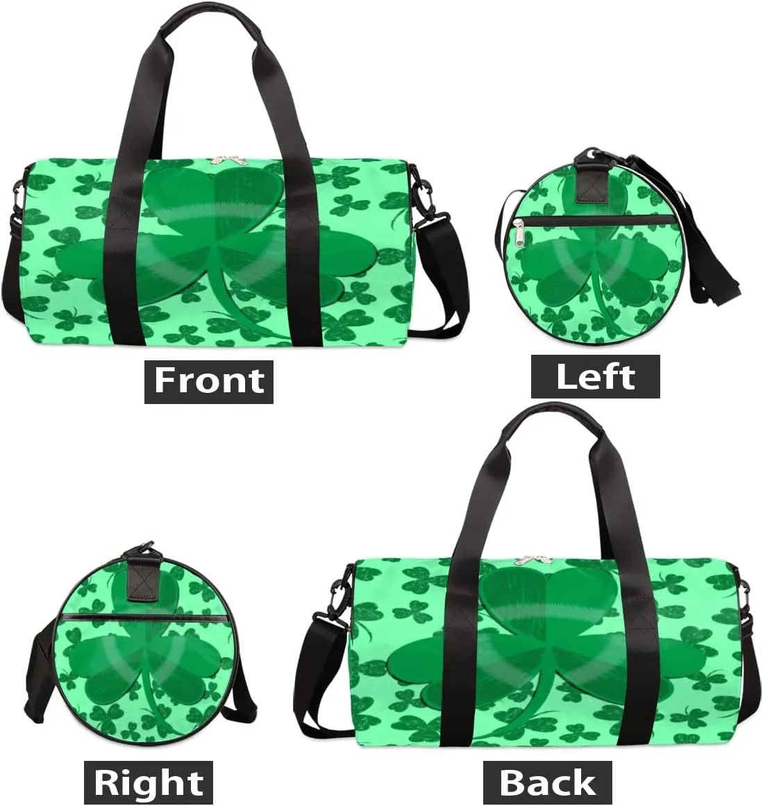 Light Green Shamrock Clover Gym Bag Small Gym Duffel Bags for Men Women Overnight Weekender Bag Lightweight Sport Duffle Bag Carry On Gymbag