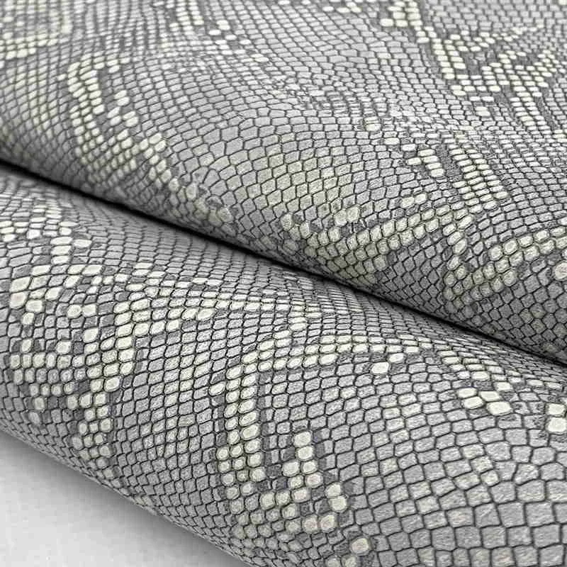 Light Grey Snake Print Leather