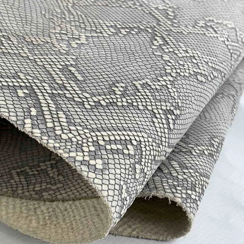 Light Grey Snake Print Leather