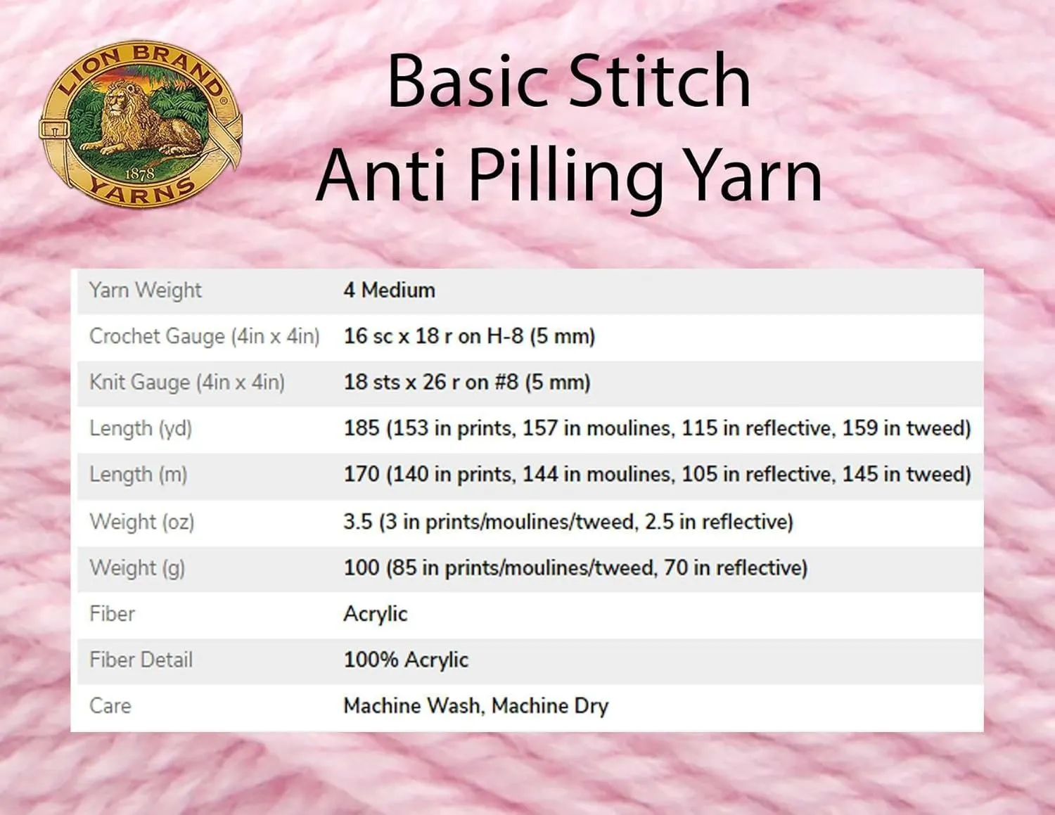 Lion Brand Basic Stitch Anti-Pilling Ecru 202-098 (6-Skeins - Same Dye Lot) Worsted Medium #4 Acrylic Yarn for Crocheting and Knitting with Project Bag