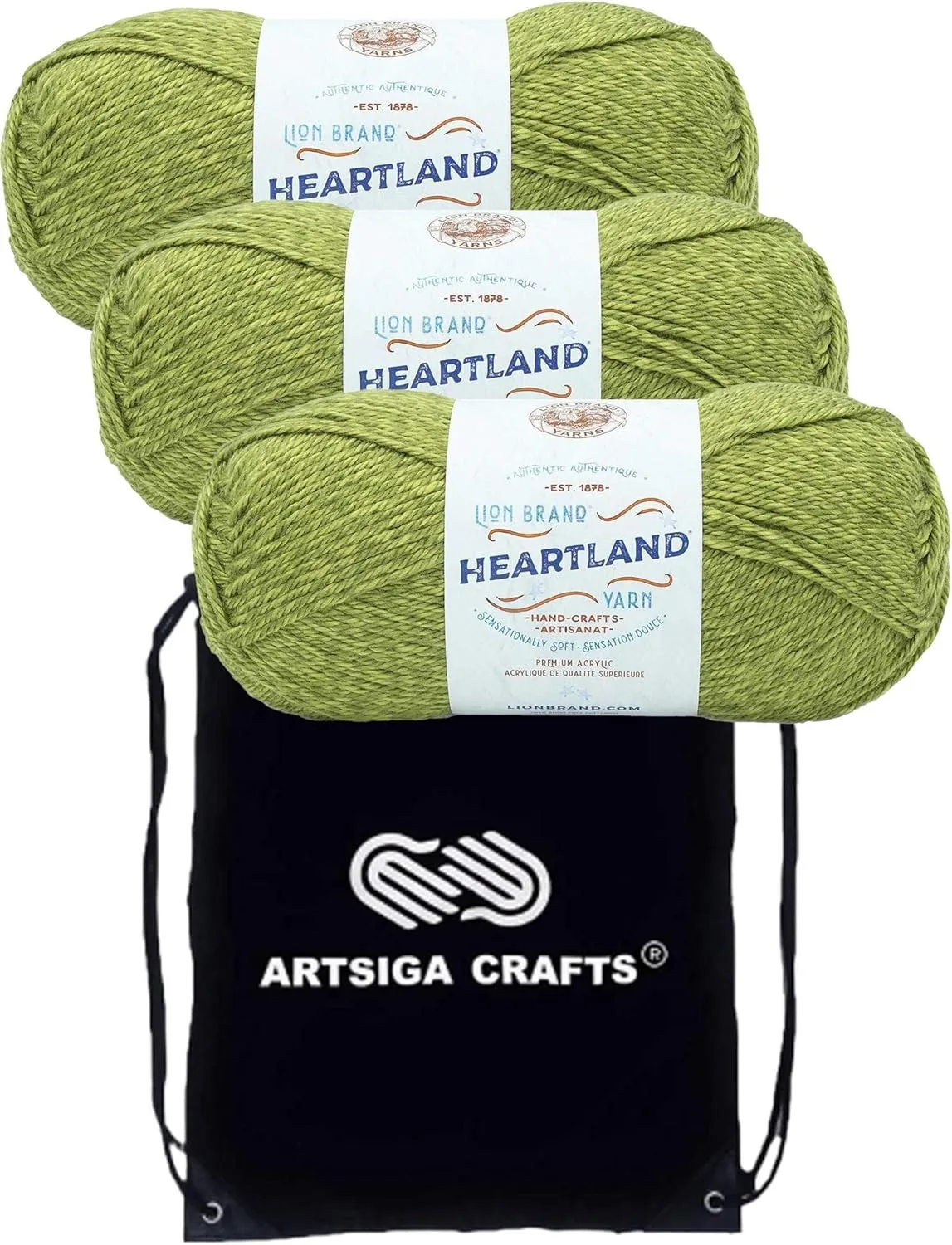 Lion Brand Heartland Haleakala 136-175 (3-Skeins - Same Dye Lot) Worsted Medium #4 Acrylic Yarn for Crocheting and Knitting with Project Bag
