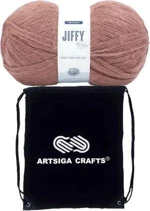 Lion Brand Jiffy Clay 451-102W (1-Skein - Same Dye Lot) Chunky Bulky #5 Acrylic Yarn for Crocheting and Knitting with Project Bag