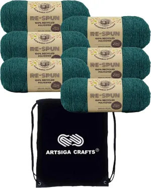Lion Brand Re Spun Bonus Alpine 126-171 (6-Skeins - Same Dye Lot) Worsted Medium #4 Polyester Yarn for Crocheting and Knitting with Project Bag