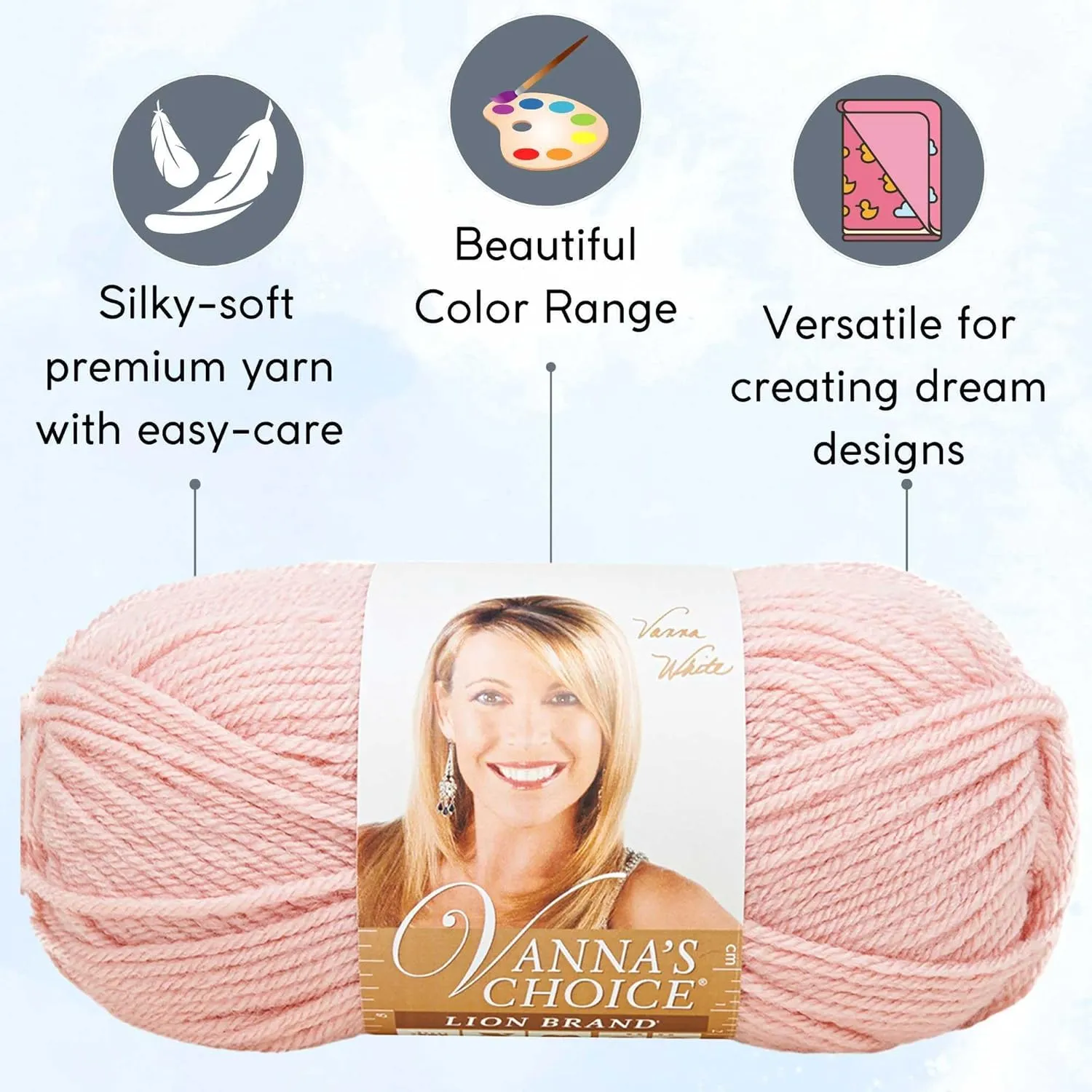 Lion Brand Vanna's Choice Pink 860-101 (6-Skeins - Same Dye Lot) Worsted Medium #4 Acrylic Yarn for Crocheting and Knitting with Project Bag