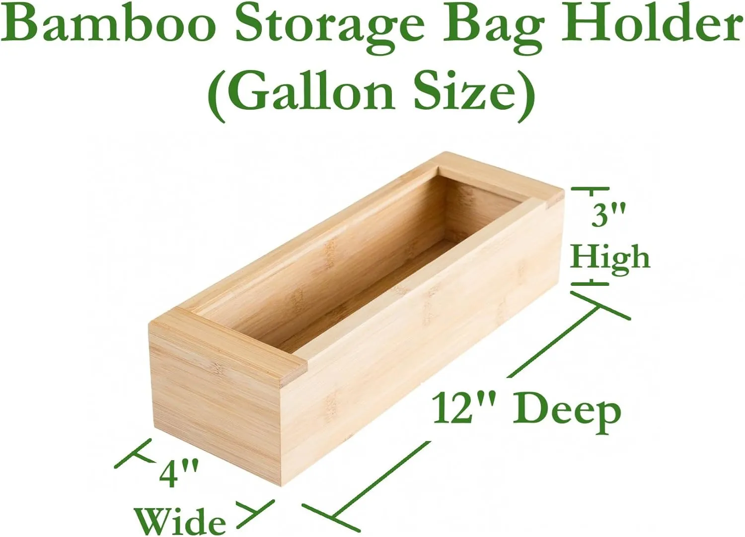 Lipper International Bamboo Storage Bag Organizer Holder and Dispenser for Kitchen Drawer or Countertop, Gallon Size