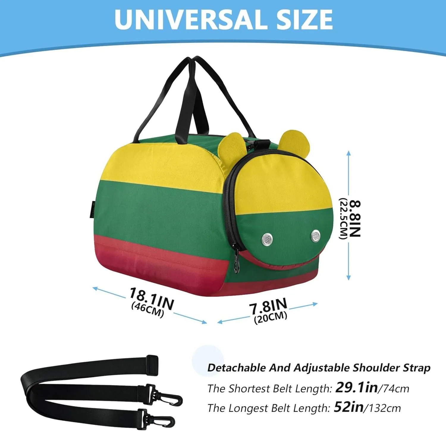 Lithuania Flag Carry on Duffel Bag Boys Toddler Weekender Bags Girls Duffle Bags for Travel Kids Gym Duffle