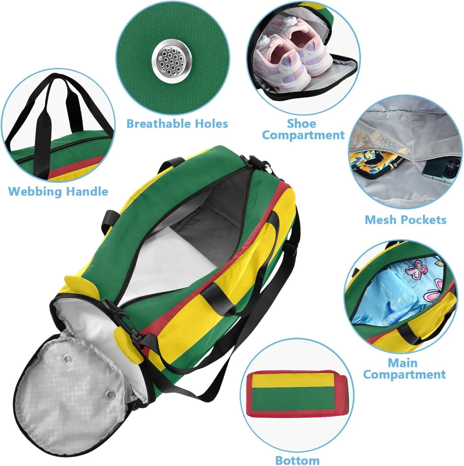 Lithuania Flag Carry on Duffel Bag Boys Toddler Weekender Bags Girls Duffle Bags for Travel Kids Gym Duffle