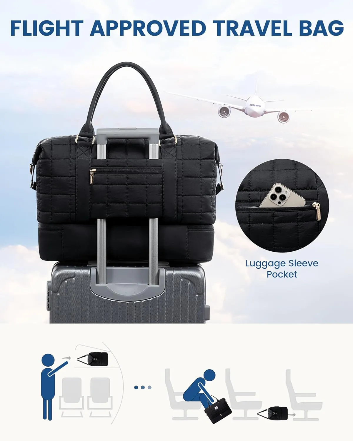 LOVEVOOK Puffer Weekender Bags for Women with Shoe Compartment, Carry On Overnight Bag with Toiletry Bag,Hospital Bag for Labor and Delivery, Gym Duffel Bag with Wet Pocket,2Pcs Set