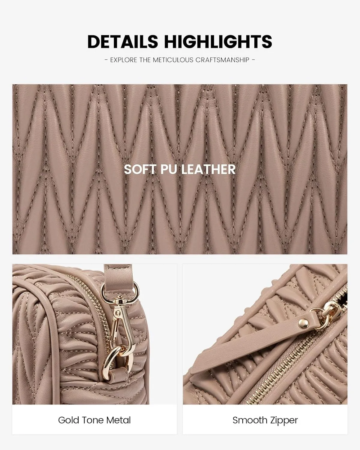 LOVEVOOK Quilted Crossbody Bags for Women, Small Trendy Leather Purse, Crossbody Purse with Adjustable Strap for Gift