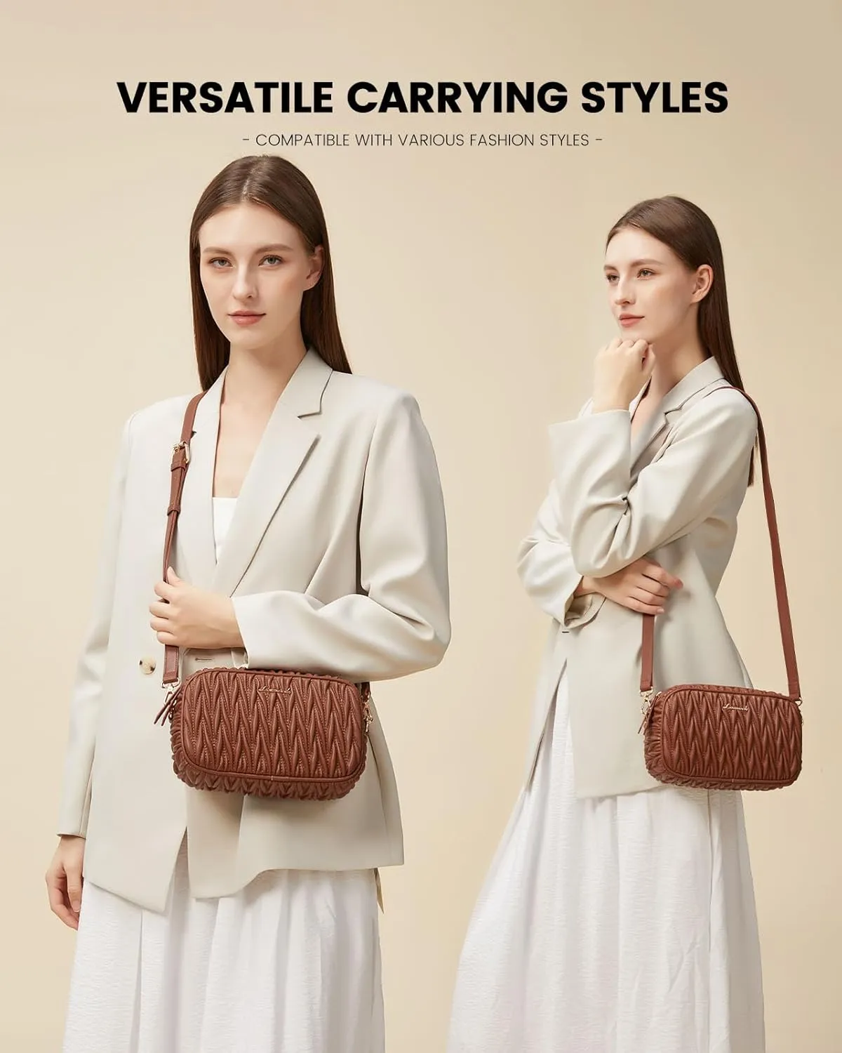 LOVEVOOK Quilted Crossbody Bags for Women, Small Trendy Leather Purse, Crossbody Purse with Adjustable Strap for Gift