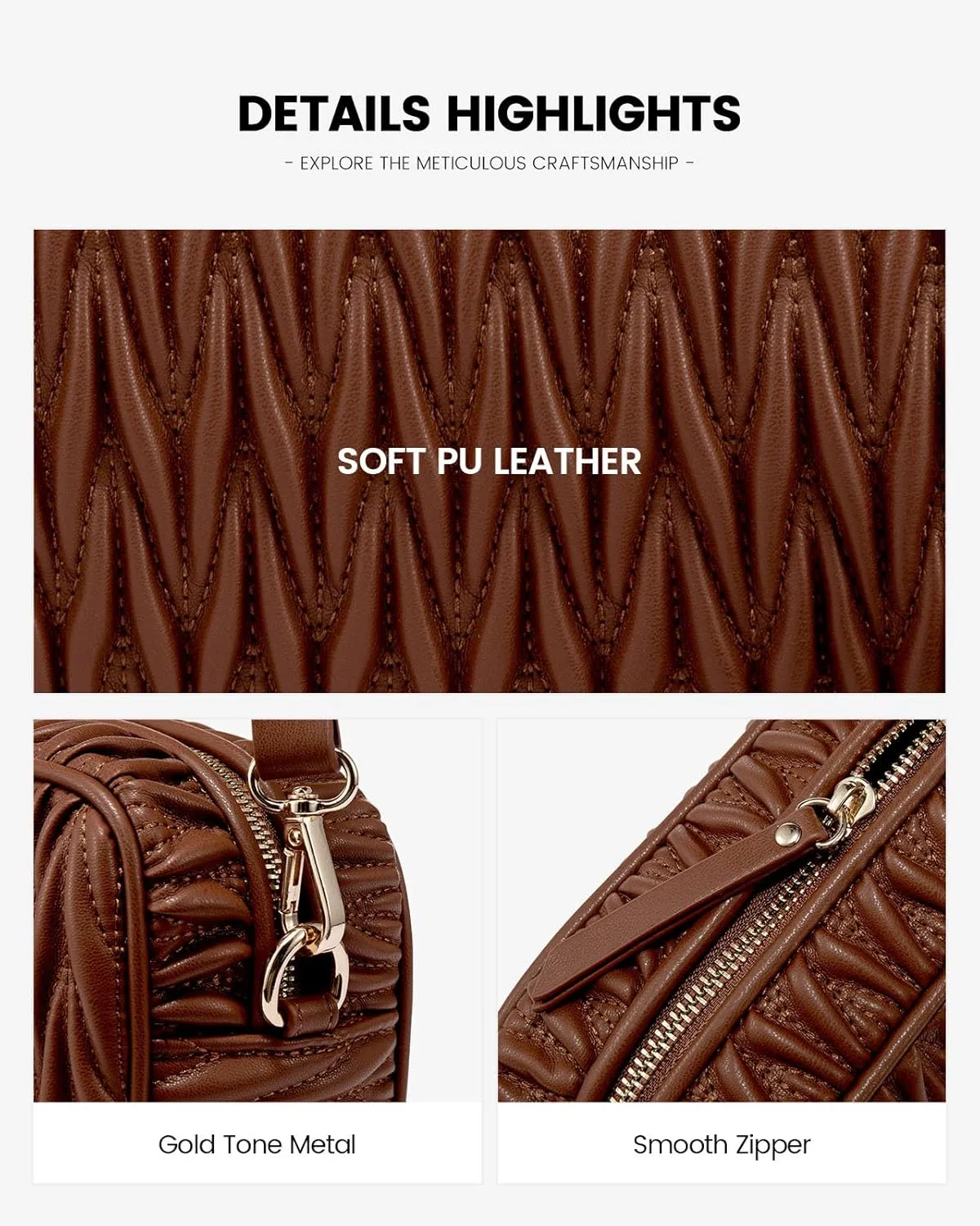 LOVEVOOK Quilted Crossbody Bags for Women, Small Trendy Leather Purse, Crossbody Purse with Adjustable Strap for Gift