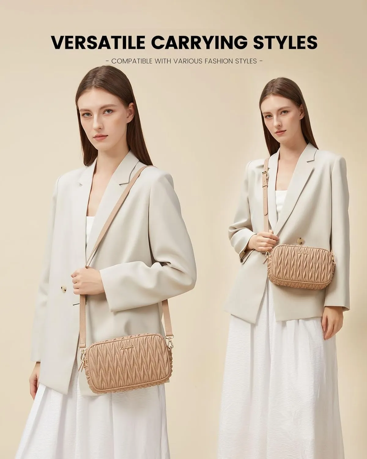 LOVEVOOK Quilted Crossbody Bags for Women, Small Trendy Leather Purse, Crossbody Purse with Adjustable Strap for Gift