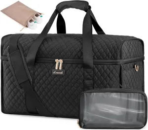 LOVEVOOK Travel Duffle Bag, Weekender Bags For Women, Carry On Duffel Bags For Airplanes, Overnight Bag With Toiletry Bag, Hospital Bag for Labor and Delivery, Yoga Gym Bag with Wet Pocket, 3Pcs Set