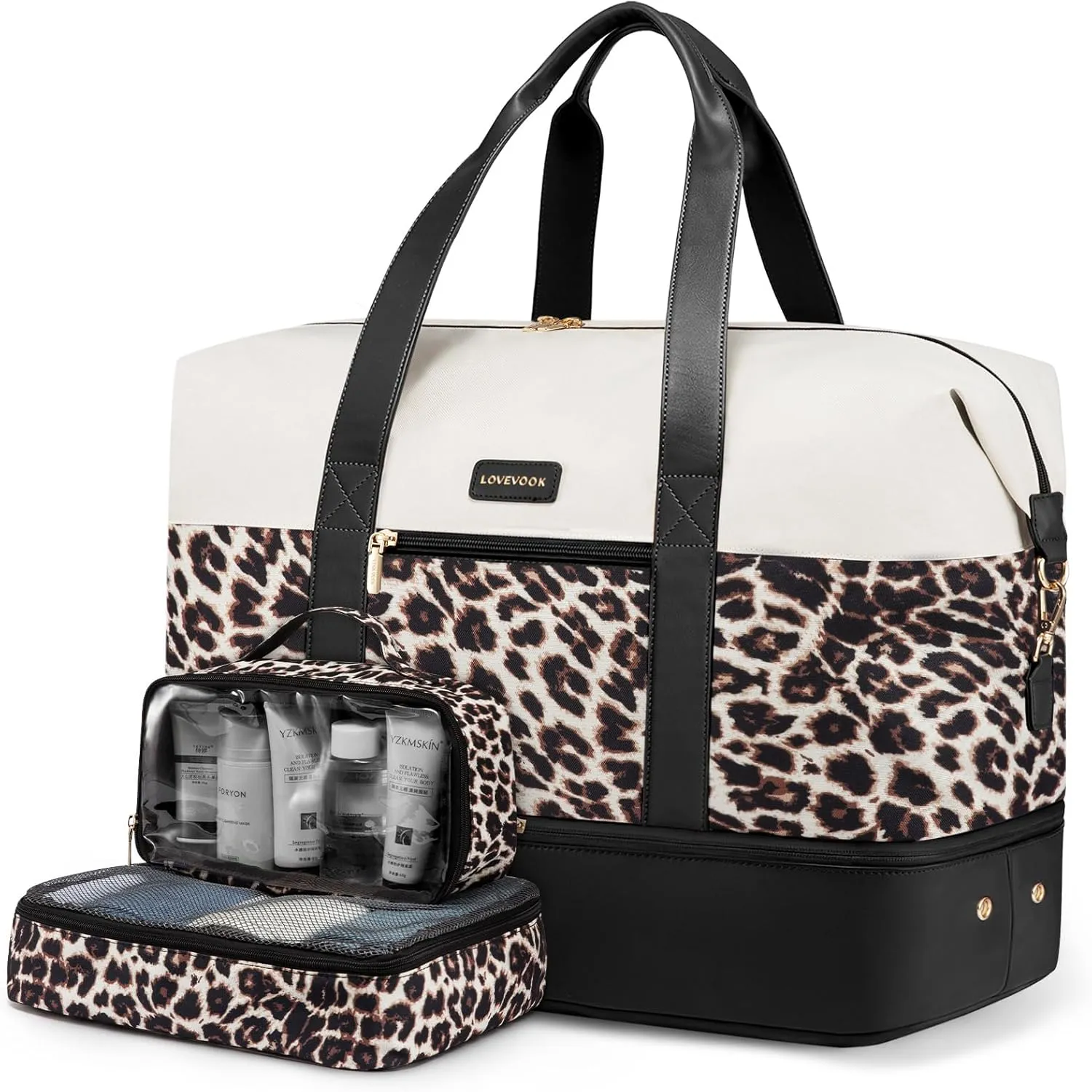 LOVEVOOK Weekender Bag, Large Travel Duffel Bag for Women with 2 Packing Cubes, Carry on Overnight Bag with Shoe Compartment, Mom Hospital Bags for Labor and Delivery